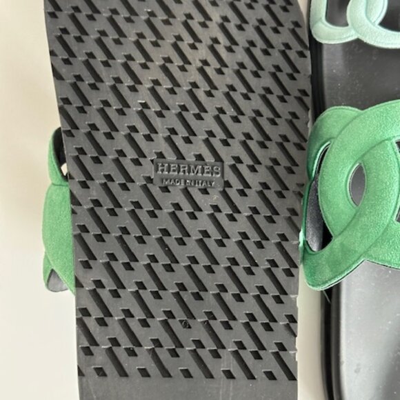 Hermès Femme Extra Sandals Vert Opaline / Bleu Cristaux US 39 - Picture 4 of 10